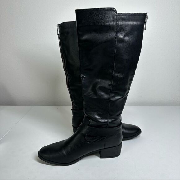 Madden Girl Women's Black G-Dstiny Boots Knee High Back Zip Back Buckle Sz 7,5 - Picture 9 of 12